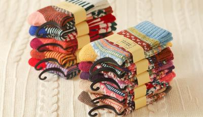 5 par farverige uld-striksokker