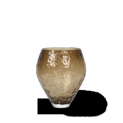Crushed Glass Vase, Medium - Sepia brown