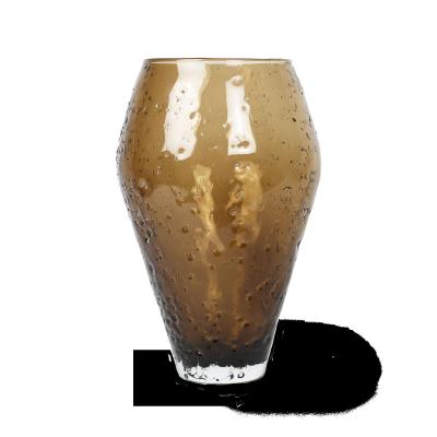 Crushed Glass Vase, Large - Sepia brown