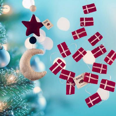 Julepynt Måne, Stjerne og planeter - Håndlavet - 100% ren uld - Måne, stjerne & planeter