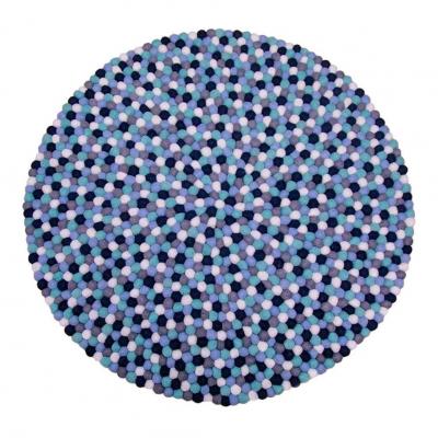 Kugletæppe i 100% ren uld - Grøn multifarvet - 200 cm