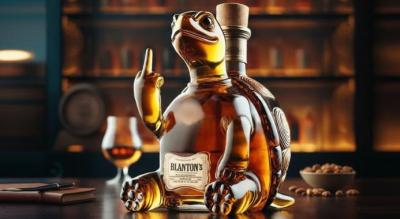 Håndblæst whiskyflaske i glas med skildpaddemotiv - Unikt dekorativt barudstyr til hjemmet