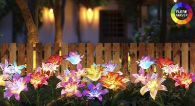 Dekorativ udendørs LED-solcellelampe med 7 naturtro orkidéblomster, vandtæt design og ideel til have, sti, græsplæne og terrasse