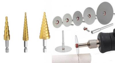 Opgrader din boremaskine med titanbelagte HSS-trinbor og mini-rundsavklinger i flere størrelser.