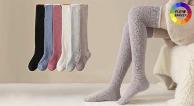 Dame over-the-knee fleece lounge sokker - plysset koral, åndbare, one size, 6 farver