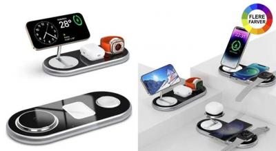 Hurtig opladning til op til tre enheder samtidigt. Stilrent design, magnetisk holder og kompatibel med både iOS og Android.