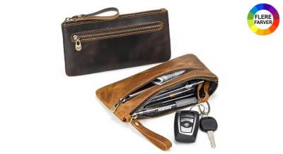 Vintage læderpung med lynlås