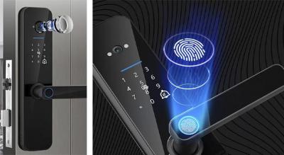 Smart dørlås: Wi-Fi-aktiveret elektronisk system med biometrisk kamera, fingeraftryk, smartkort og adgangskode