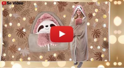 Fluffy dyre hooded bærbart tæppe - dovendyr, ko &amp; mere!