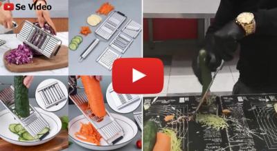 Professionel grøntsags hakker i lækkert rustfrit stål - Se dette nye køkkenværktøj i aktion i videoen