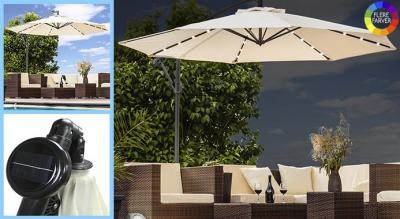 Luksuriøs parasol med LED-lys og solceller