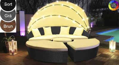 Polyrattan Sol Ø Lounge med LED-belysning - Super hygge til de lune sommeraftener