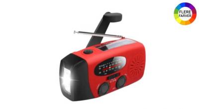 Praktisk nødradio med håndsving, solceller, lommelygte og 2000 mAh powerbank - SOS - føl dig sikker og hold dig informeret