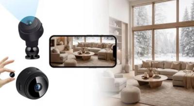 Mini overvågningskamera med nattesyn og 1080P opløsning til hjemmet, kontoret eller sommerhuset med nem app-styring