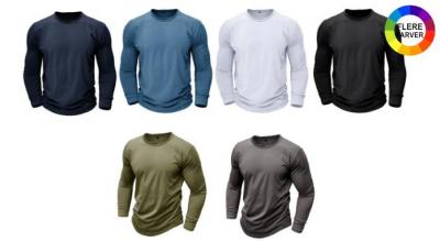 Opdater din garderobe med en stilfuld langærmet t-shirt i 95 % blød bomuld - vælg mellem 6 farver