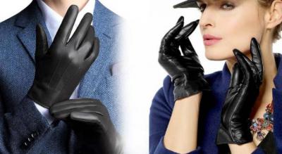 Stilfulde sorte læderhandsker til kvinder eller mænd, der holder dig varm i kulden og er perfekte, når du gerne vil være velklædt