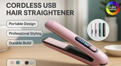 USB genopladeligt trådløst glattejern med keramisk belægning - 4 farvemuligheder