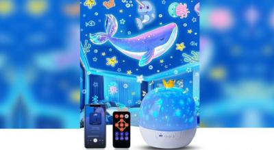 360° roterende stjerneprojektionslampe med 21 film til børns drømmenætter