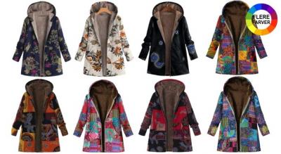 Klassisk og moderigtig bomuldsjakke med hætte og fint blomsterprint