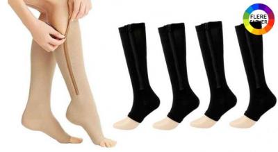 Kompressionsstrømper med lynlås, der forbedrer blodcirkulationen og støtter foden og anklen