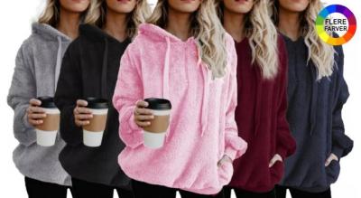 Varm og afslappet plys-hættetrøje til kvinder