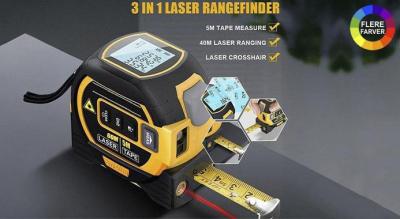 3-i-1 digital afstandsmåler med lasermålebånd - 40 m / 60 m