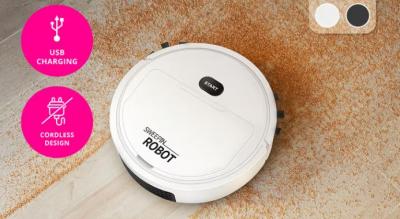 3-i-1 smart trådløs støvsugerrobot - sort og hvid