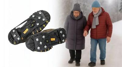 Få sikkert fodfæste på isglatte underlag med skridsikre brodder med 8 dubber i aluminiumlegering.