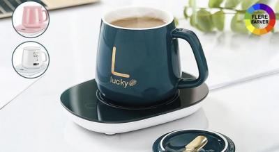 Fritstående kopvarmersæt - energieffektivt, smart sensor, kompakt design - fås i lyserød, grøn eller hvid