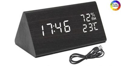 Multifunktionelt vækkeur med termometer &amp; hygrometer - perfekt til ethvert rum!