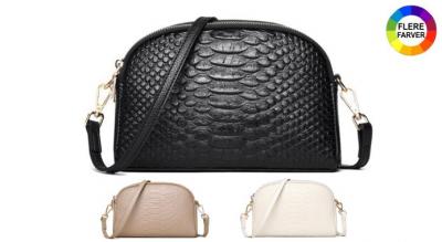 Luksuriøs skuldertaske i ægte læder med krokodillemønster