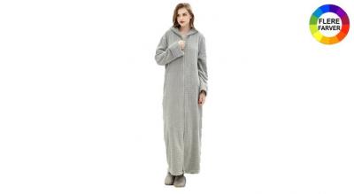 Morgenkåbe med lynlås og hætte