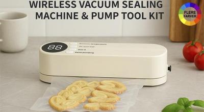 2-i-1 trådløs vakuumpakker til mad - multifunktionel, ledningsfri og hurtigforseglende køkkenmaskine (grøn eller beige)