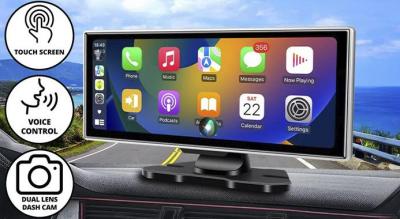 4K trådløst WiFi-dashcam med 10,26" skærm og dobbelt kamera