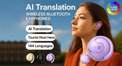 Trådløse bluetooth-øretelefoner med AI-oversættelse - støjreduktion og oversættelse i realtid