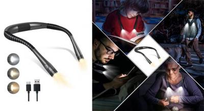 Genopladelig halslampe, der giver pålideligt lys uden at skulle bekymre sig om batterier. Perfekt til alle, der ønsker at have hænderne fri og fuld synlighed!