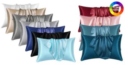 2-Pak pudebetræk i satin, der giver en luksuriøs fornemmelse og er bløde, kølige og behagelige at sove på