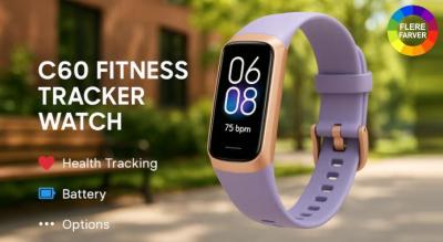 Vandtæt fitness-tracker smartwatch med AMOLED-skærm og pulsmåler