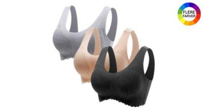 3-pak komfortable sømløse BH'er med smukke blonder