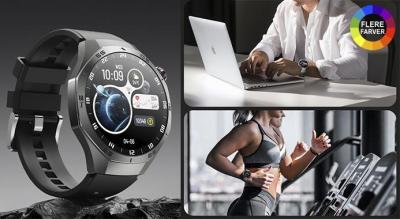 Stilrent smartwatch med stor HD-skærm, trådløse opkald og op til 7 dages batteritid.