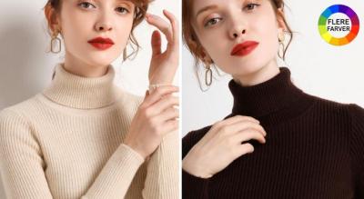 Komfortabel strikket sweater med rullekrave til kvinder