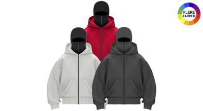 Hoodie med balaclava og hætte