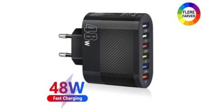 Hurtig USB-oplader med 6 porte