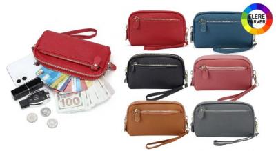 Clutch i ægte læder med lynlås