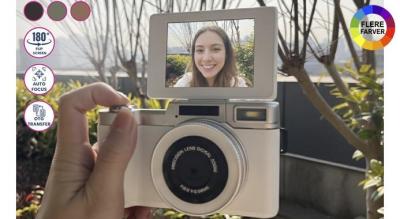 Digital kamera i høj opløsning med autofokus, flip-skærm og HD-video