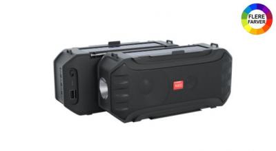 Hvis strømmen går - Trådløs højttaler med FM-radio og solopladning