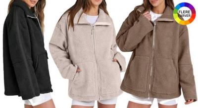 Polarfleecejakke med dobbelt lynlås til kvinder