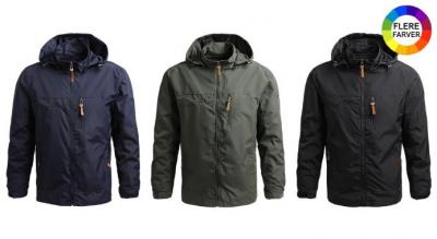 Vind- og vandtæt herrejakke med manchetter og aftagelig hætte (S-5XL)