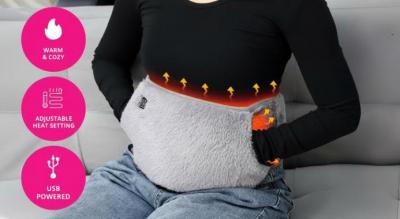 2-i-1 bærbart elektrisk varmebælte og håndvarmer - blød krystalvelour, justerbar, USB-drevet