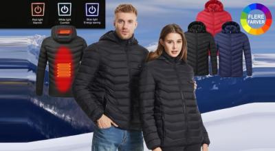 USB-opvarmet vandtæt parka-jakke - termoforet, lang model med hætte, 100 % polyester, 3 farver, 8 størrelser